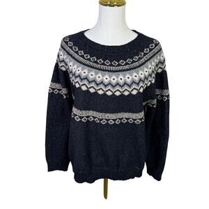 Weatherproof Vintage Fair Isle Knit Crewneck Sweater US Women's L